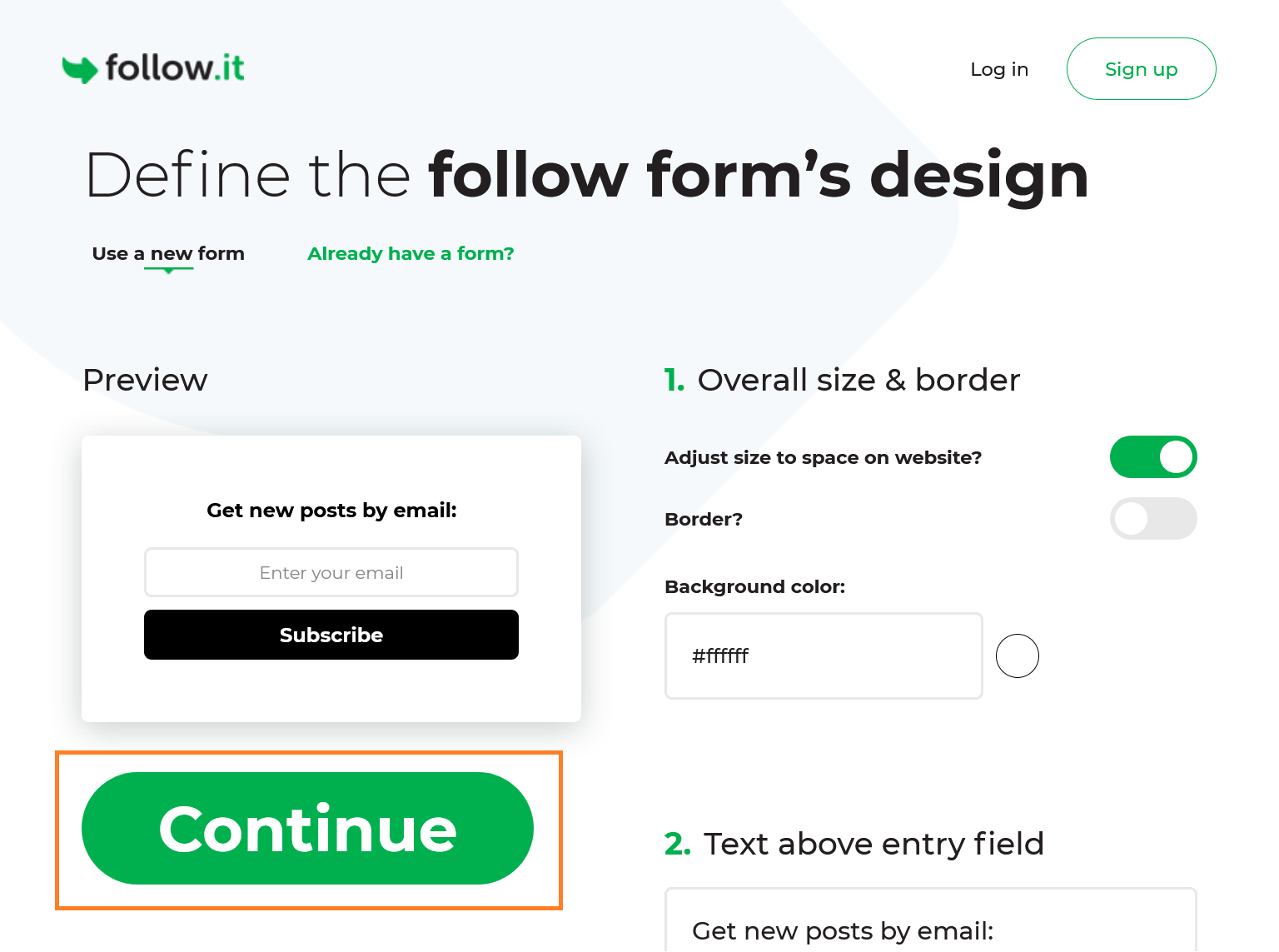 Create Form - follow.it