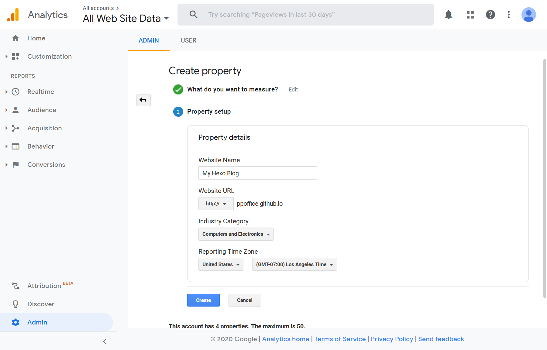 Property Setup - Google Analytics