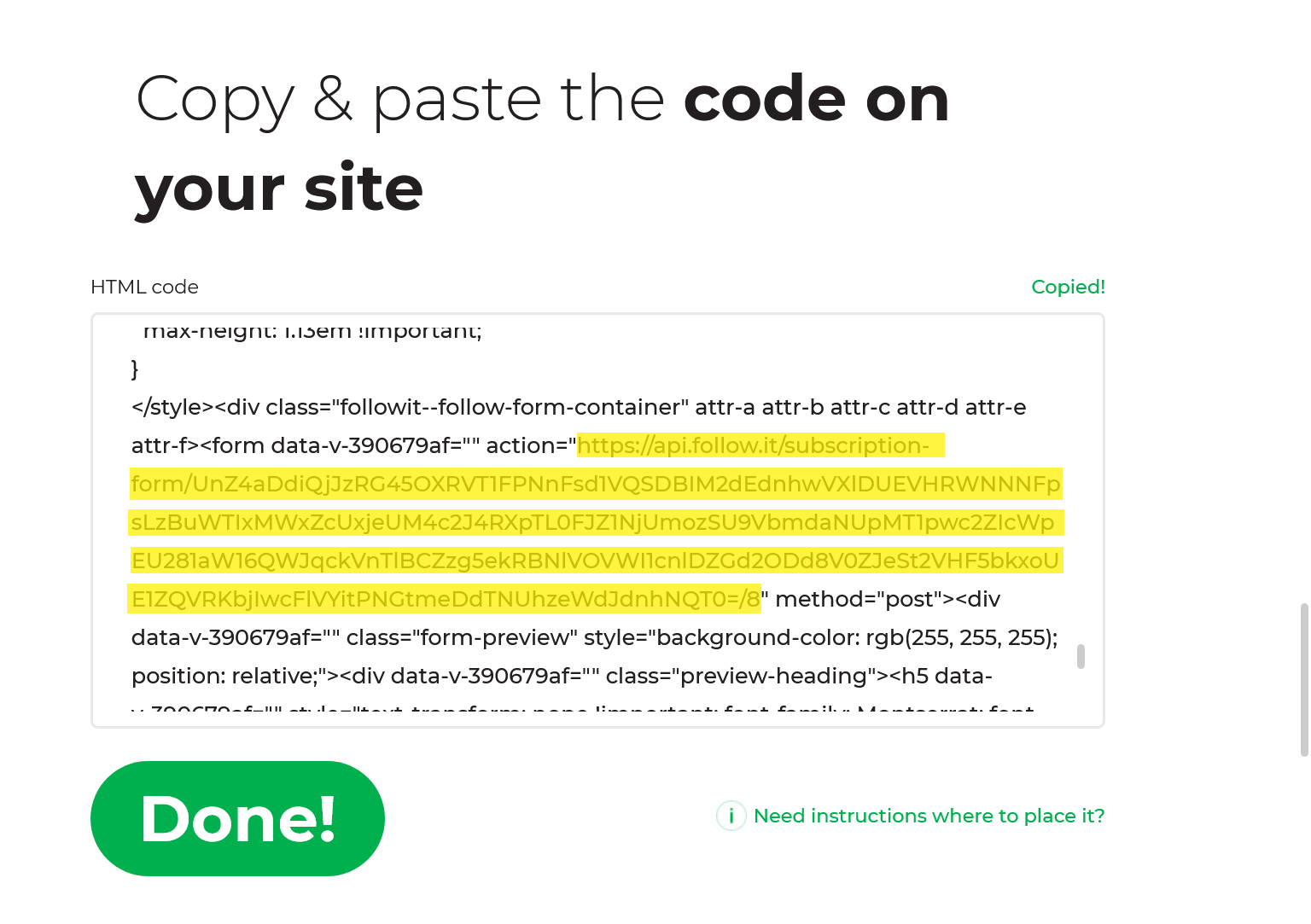 Copy Action URL - follow.it